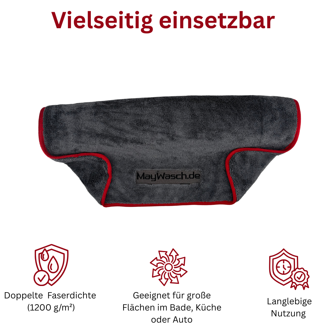 Mikrofasertuch XL – 60x90 cm, 1200 g/m², beidseitig – Perfekt für große Flächen