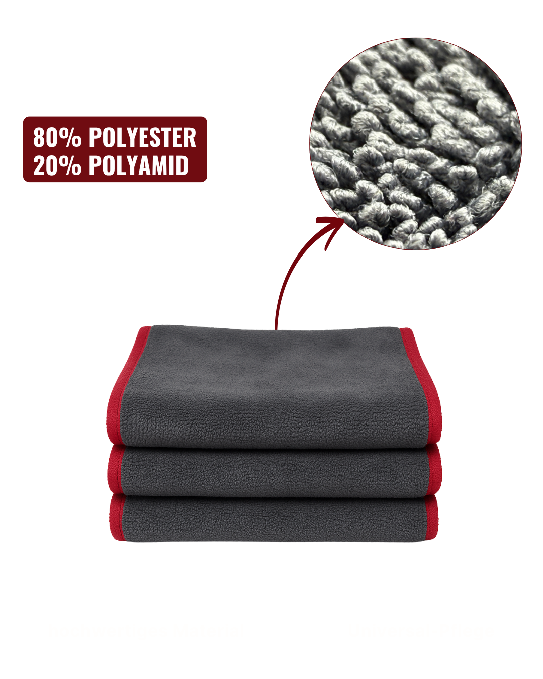 Mikrofasertuch Größe M – 3er Pack (40x40 cm, 600 g/m²)